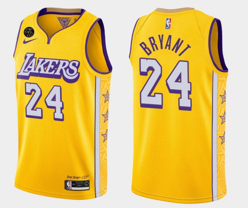 Men's Los Angeles Lakers #24 Kobe Bryant With Kobe Patch Gold Stitched Jersey Men's Los Angeles Lakers #24 Kobe Bryant With Kobe Patch Gold Stitched Jersey